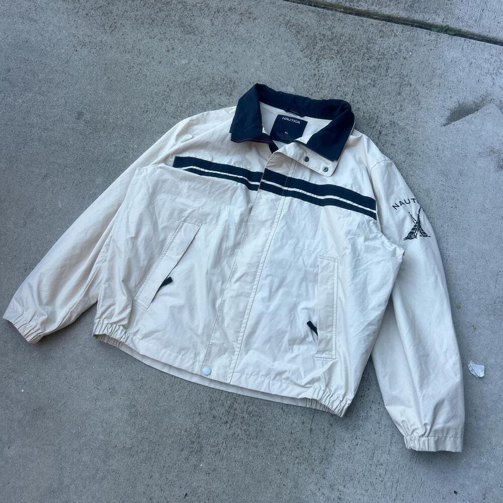 Vintage 90s nautica cream and Navy sailing jacket